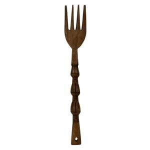 Vintage Carved Wooden Fork Wall Decor 26” Kitchen Brown Wood Primitive